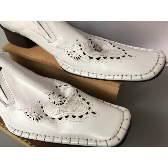 Fiesso Square Toe White Leather Aurello Garcia EUC - Picture 3 of 8